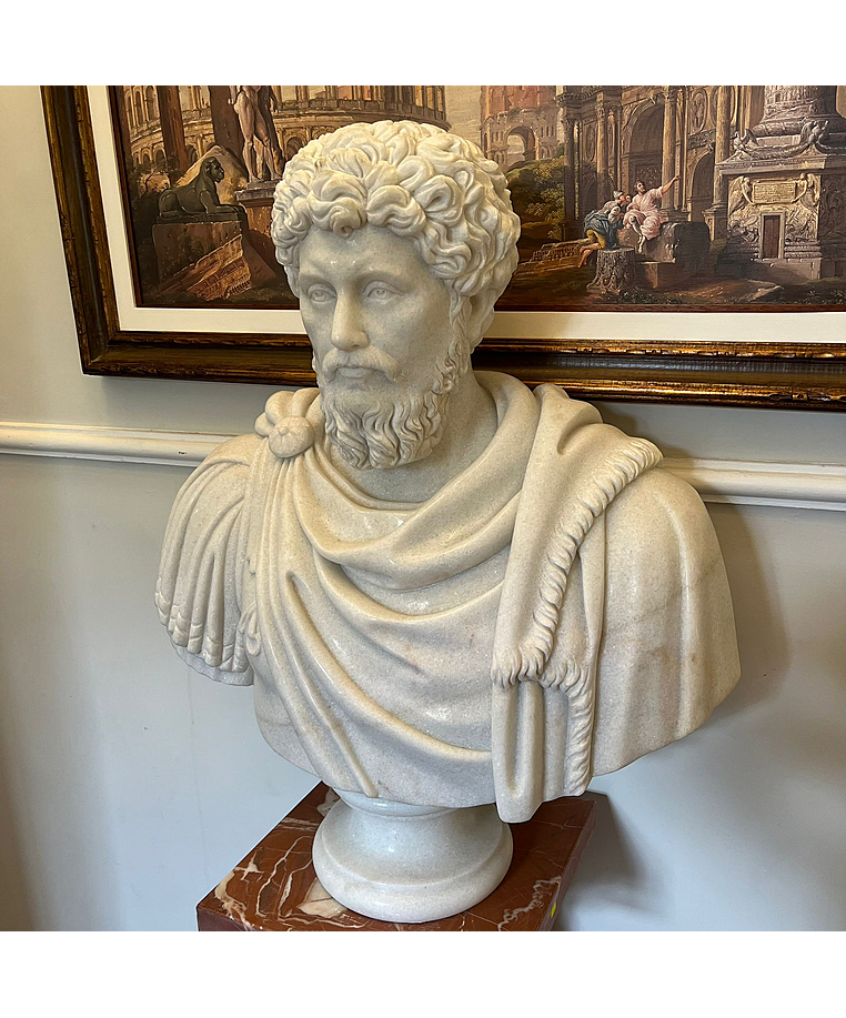 imagem do produto Busto em M�rmore Branco Marco Aur�lio 80cm - BMP047