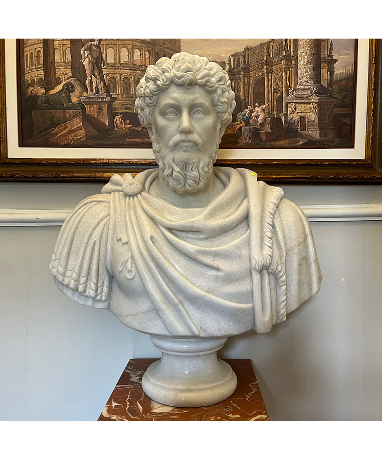 imagem do produto Busto em M�rmore Branco Marco Aur�lio 80cm - BMP047