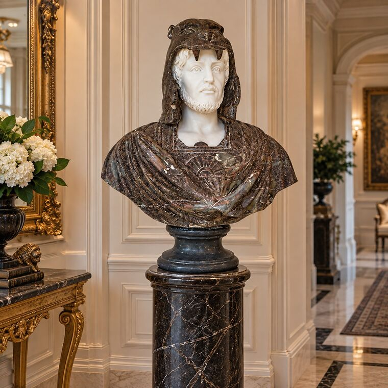 imagem do produto Busto em M�rmore H�rcules VII 83cm BMP043  Escultura Cl�ssica de Alto Padr�o