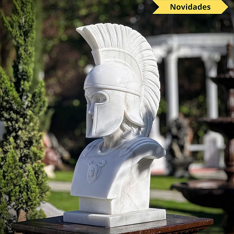imagem do produto Busto Espartano em M�rmore Branco 82cm BMP072 For�a e Honra