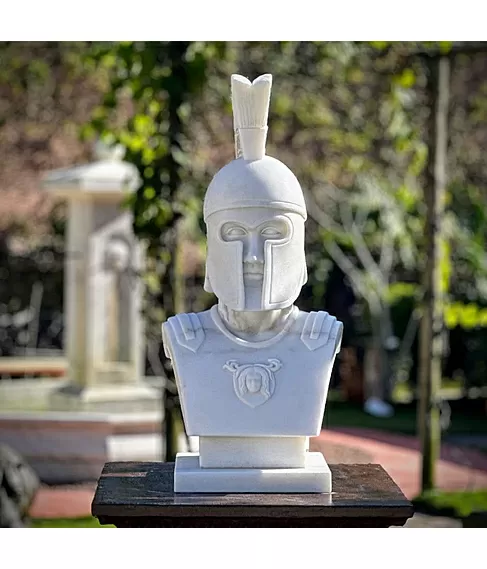 imagem de Busto Espartano Mármore Branco 82cm - BMP072