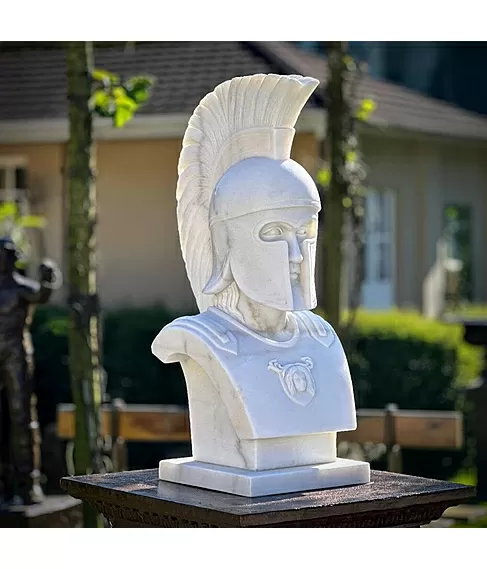 imagem de Busto Espartano Mármore Branco 82cm - BMP072