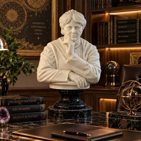 imagem de Busto Helena Blavatsky em Mármore Branco 90cm BMP079 Misticismo e Elegância