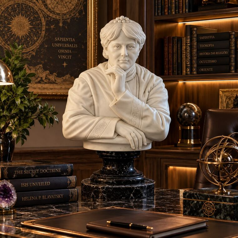 imagem do produto Busto Helena Blavatsky em M�rmore Branco 90cm BMP079 Misticismo e Eleg�ncia