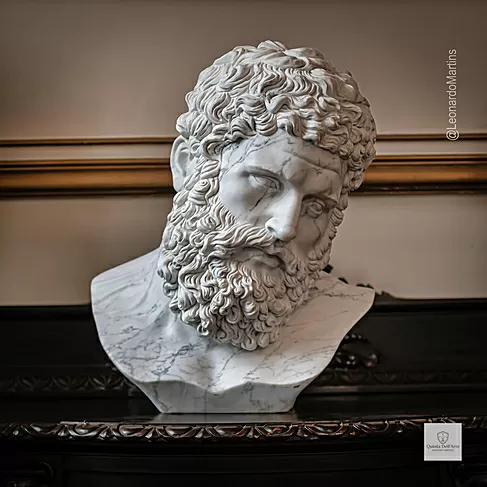 imagem de Busto Hércules em Mármore Carrara 50cm BMP081C Força Clássica