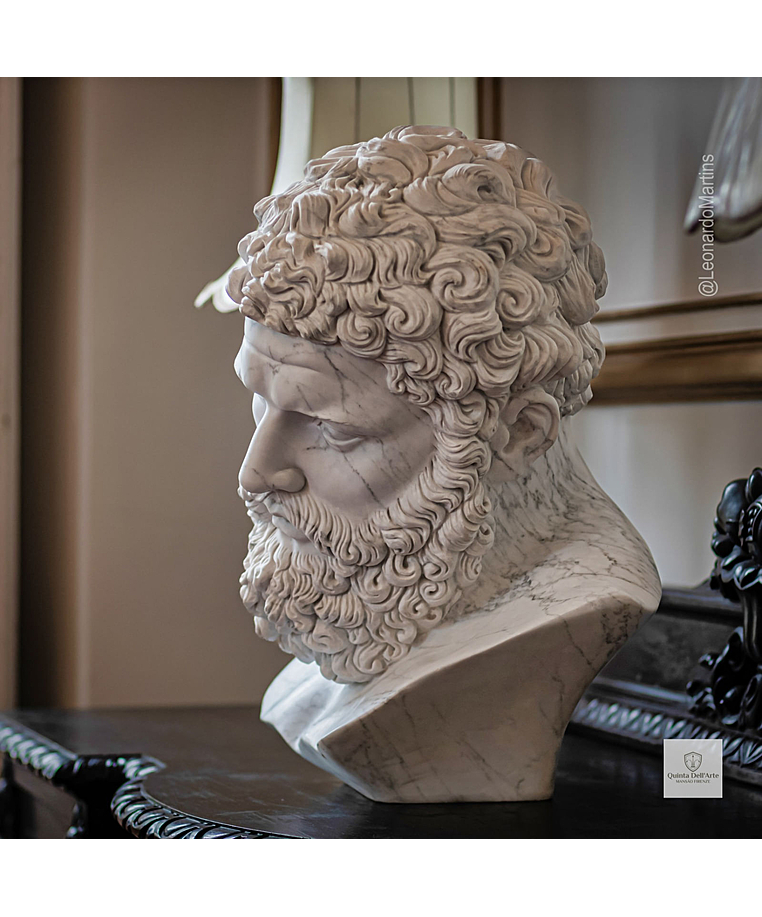 imagem do produto Busto H�rcules em M�rmore Carrara 50cm BMP081C For�a Cl�ssica