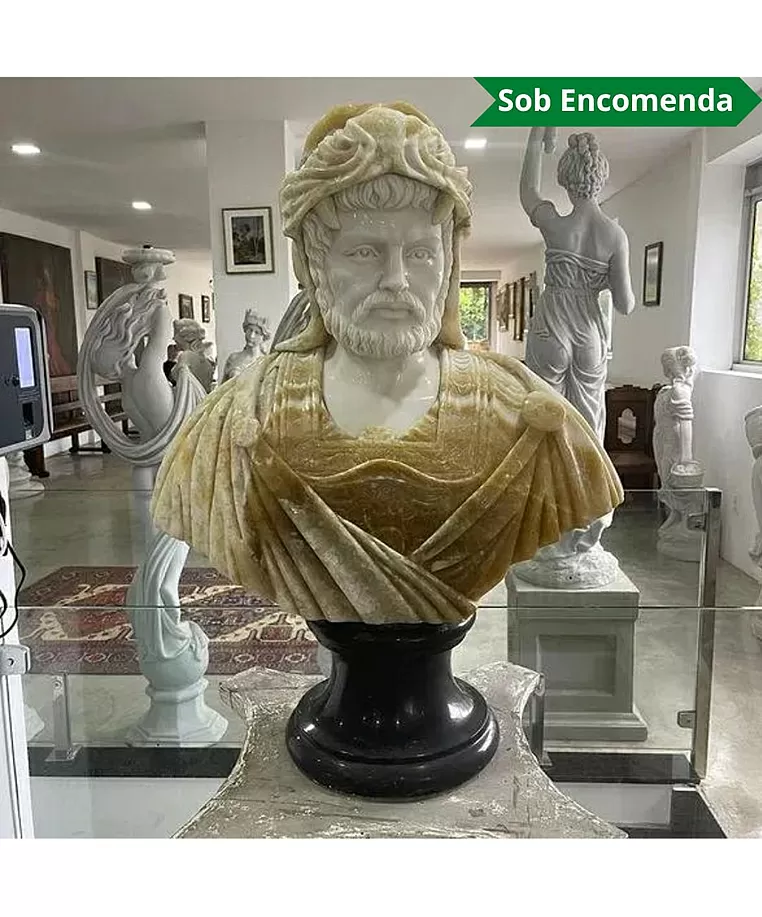 imagem de Busto Hércules IV em Mármore 80cm BMP036 Força e Grandiosidade