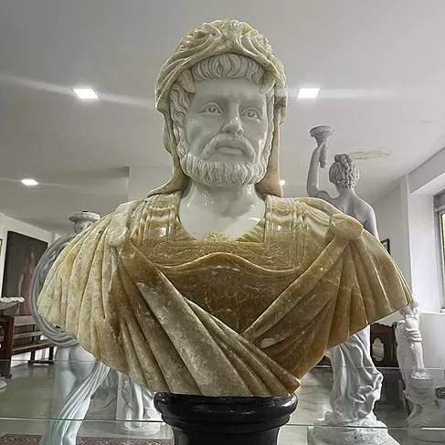 imagem de Busto Hércules IV em Mármore 80cm BMP036 Força e Grandiosidade