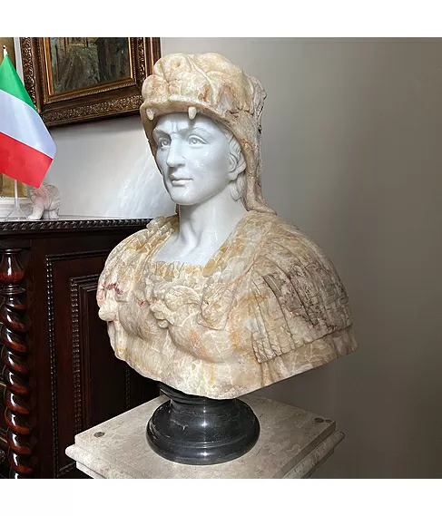 imagem de Busto Hércules V em Mármore 80cm BMP039 Força e Imponência Clássica