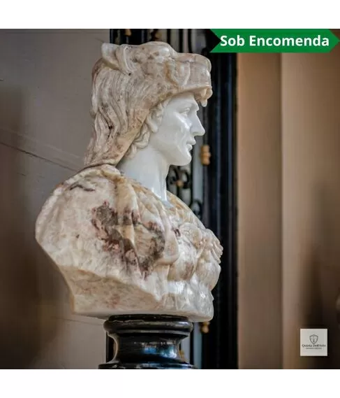 imagem de Busto Hércules V em Mármore 80cm BMP039 Força e Imponência Clássica