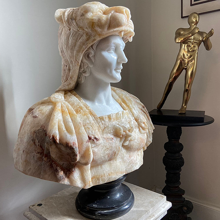 imagem do produto Busto H�rcules V em M�rmore 80cm BMP039 For�a e Impon�ncia Cl�ssica