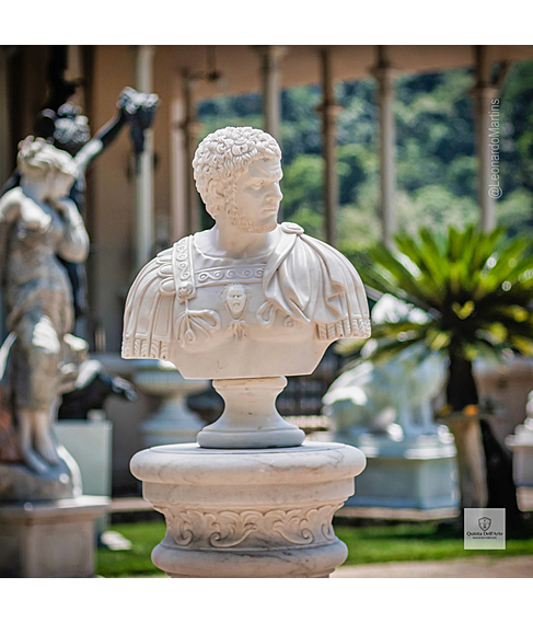imagem de Busto Imperador Caracala em Mármore Branco 60cm - BMP066