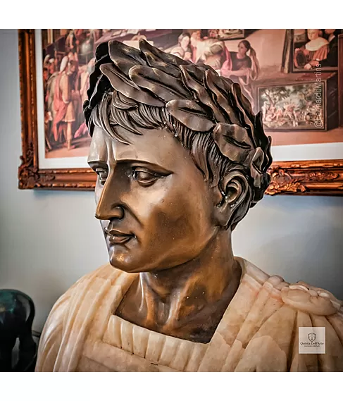 imagem de Busto Imperador Romano César em Mármore Color e Bronze 80cm BMP073 Poder Imperial