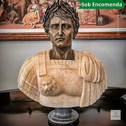 imagem de Busto Imperador Romano César em Mármore Color e Bronze 80cm BMP073 Poder Imperial
