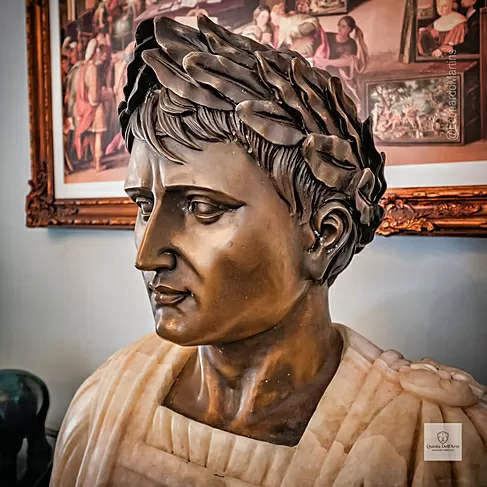 imagem de Busto Imperador Romano César em Mármore Color e Bronze 80cm BMP073 Poder Imperial