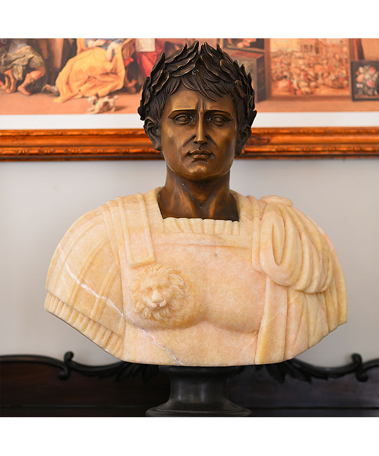imagem do produto Busto Imperador Romano C�sar em M�rmore Color e Bronze 80cm BMP073 Poder Imperial