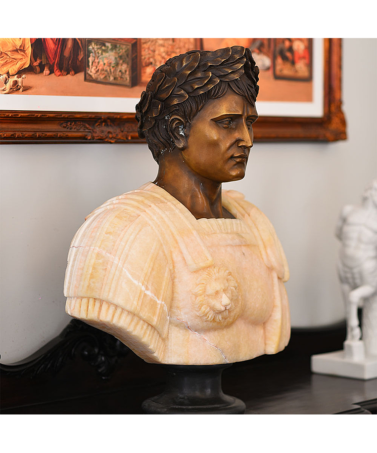 imagem do produto Busto Imperador Romano C�sar em M�rmore Color e Bronze 80cm BMP073 Poder Imperial