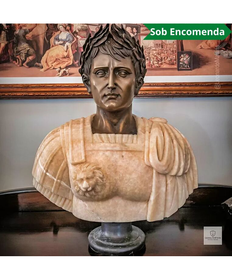 imagem do produto Busto Imperador Romano C�sar em M�rmore Color e Bronze 80cm - BMP073