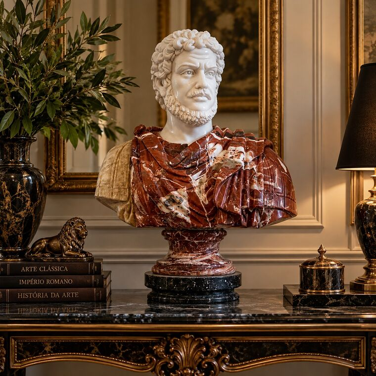 imagem do produto Busto Imperador Romano em M�rmore 70cm BMP027 Escultura Cl�ssica e Imponente