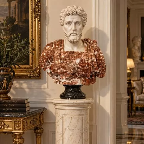 imagem de Busto Imperador Romano II em Mármore 83cm BMP041 Escultura de Prestígio e Elegância
