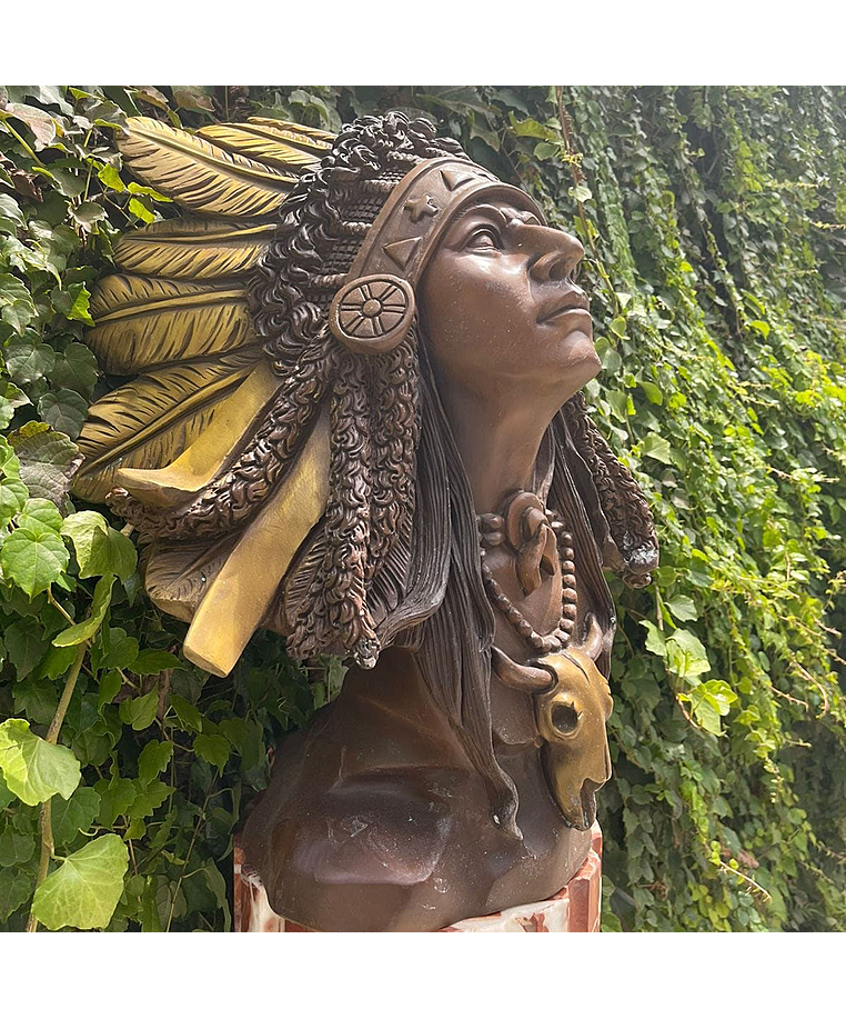 imagem do produto Busto Ind�gena em Bronze 60cm BBZ052 Escultura Art�stica Sofisticada