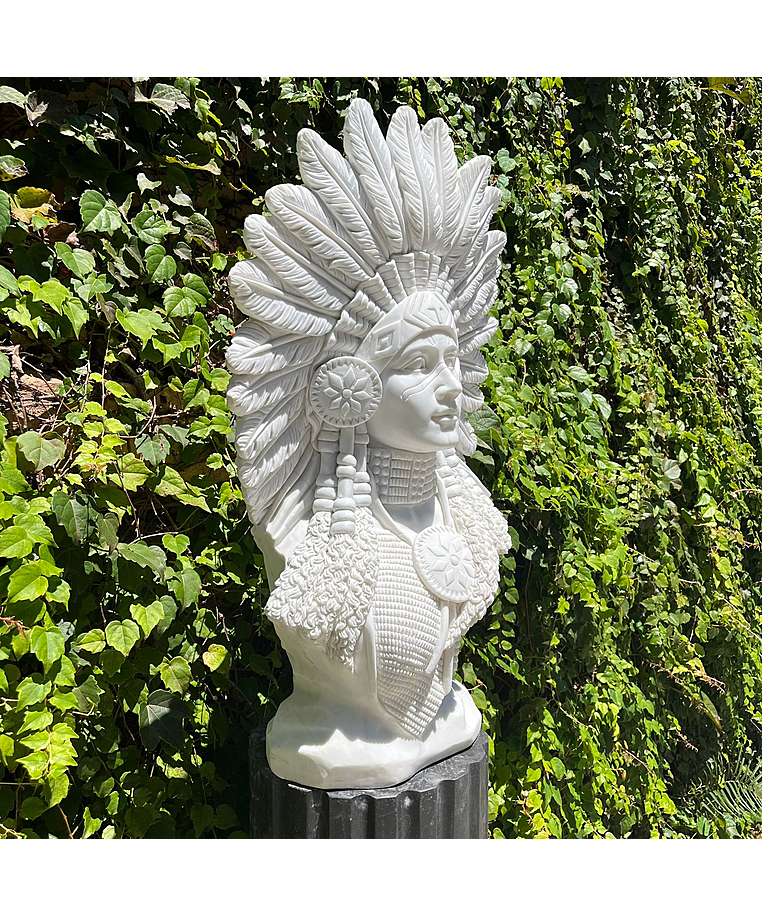 imagem do produto Busto Ind�gena Feminino em M�rmore Branco 70cm IMP050 Beleza e Identidade