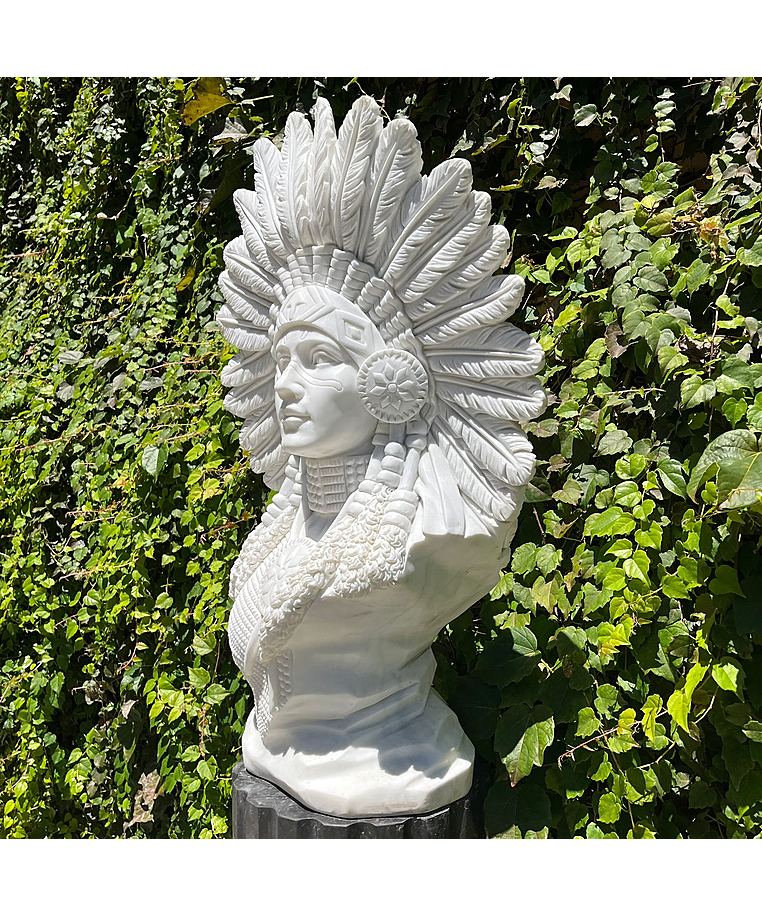 imagem do produto Busto Ind�gena Feminino em M�rmore Branco 70cm IMP050 Beleza e Identidade
