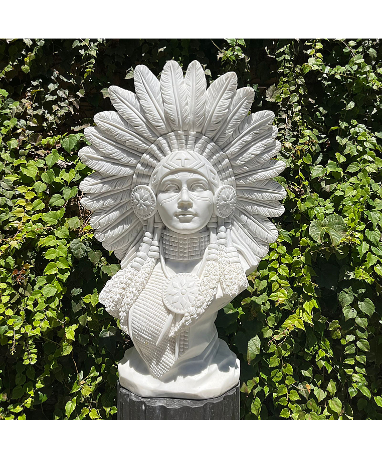 imagem do produto Busto Ind�gena Feminino em M�rmore Branco 70cm IMP050 Beleza e Identidade