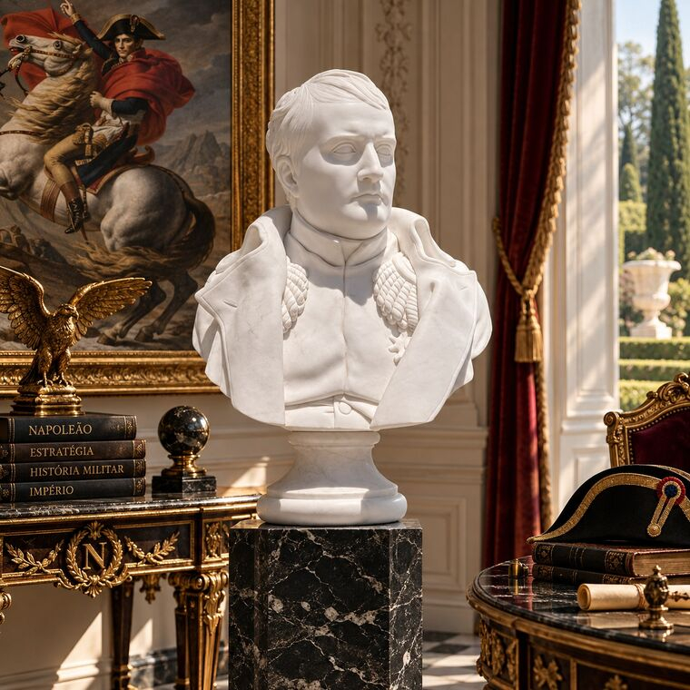 imagem do produto Busto Napole�o Bonaparte em M�rmore Branco 83cm BMP056 Poder e Estrat�gia