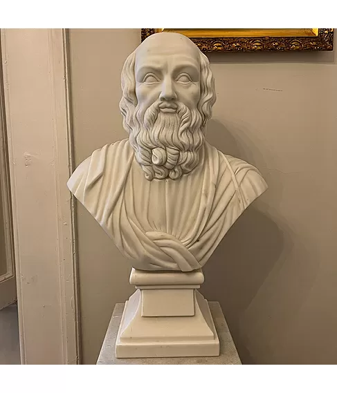 imagem de Busto Platão em Mármore Branco 70cm - BMP050