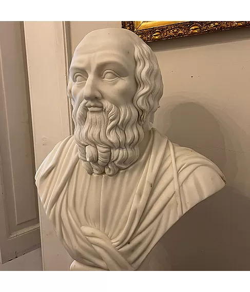 imagem de Busto Platão em Mármore Branco 70cm BMP050 Sabedoria Clássica