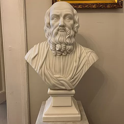 imagem de Busto Platão em Mármore Branco 70cm BMP050 Sabedoria Clássica