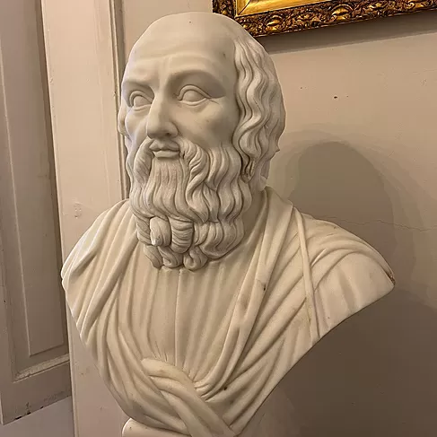 imagem de Busto Platão em Mármore Branco 70cm BMP050 Sabedoria Clássica