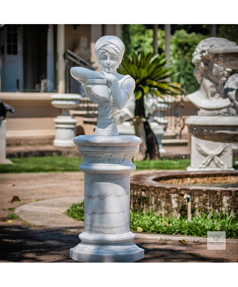 imagem do produto Busto Rebecca Au Pints em M�rmore Branco 65cm BMP067 Escultura Cl�ssica Sofisticada
