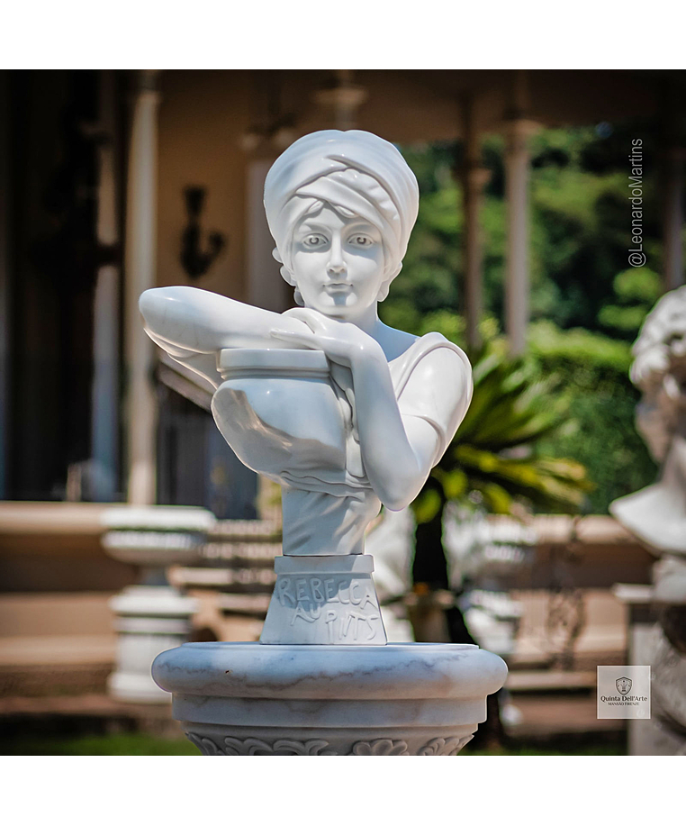 imagem do produto Busto Rebecca Au Pints em M�rmore Branco 65cm BMP067 Escultura Cl�ssica Sofisticada