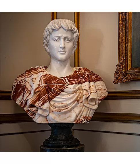 imagem de Busto Romano Mármore Rosso 80cm BMP024 Escultura Clássica e Sofisticada