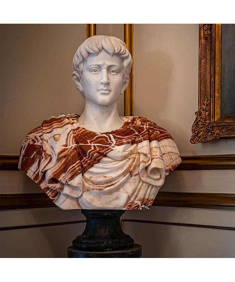 imagem do produto Busto Romano M�rmore Rosso 80cm BMP024 Escultura Cl�ssica e Sofisticada