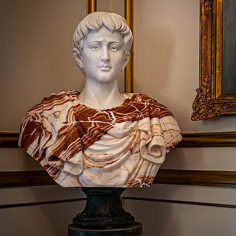 imagem de Busto Romano Mármore Rosso 80cm BMP024 Escultura Clássica e Sofisticada