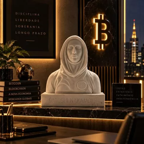 imagem de Busto Satoshi Nakamoto 50cm BMP080 Inovação e Exclusividade