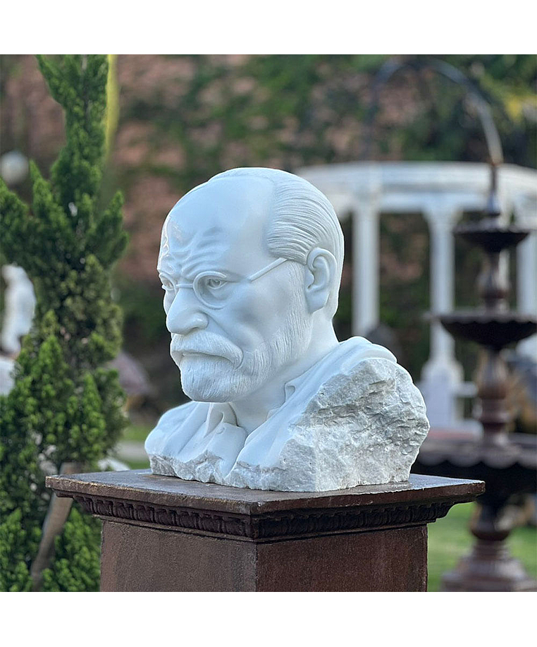imagem do produto Busto Sigmund Freud em M�rmore Branco 60cm | Escultura Art�stica Inspirada em Oscar Nemon 