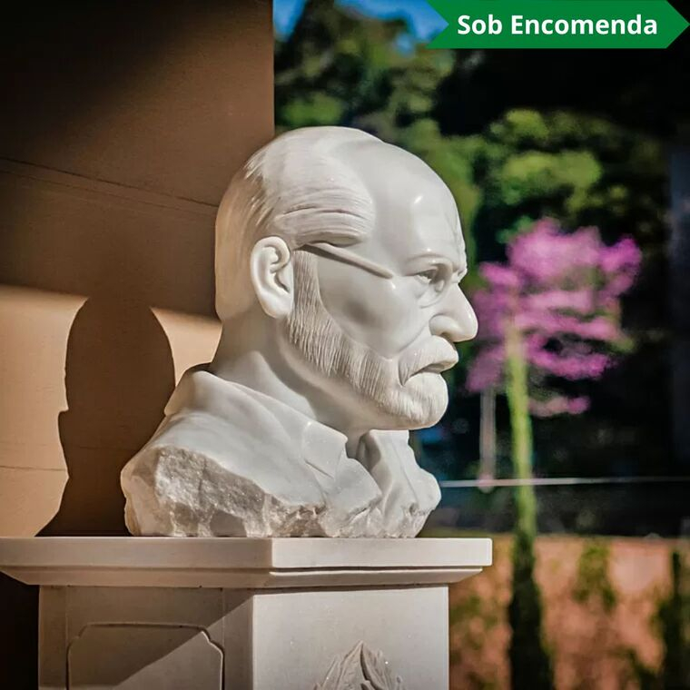 imagem do produto Busto Sigmund Freud em M�rmore Branco 60cm Escultura Inspirada em Oscar Nemon 