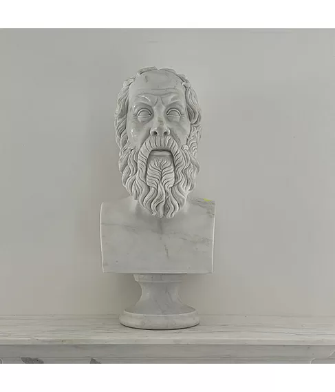 imagem de Busto Sócrates em Mármore Branco 62cm - BMP069