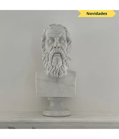 imagem de Busto Sócrates em Mármore Branco 62cm - BMP069