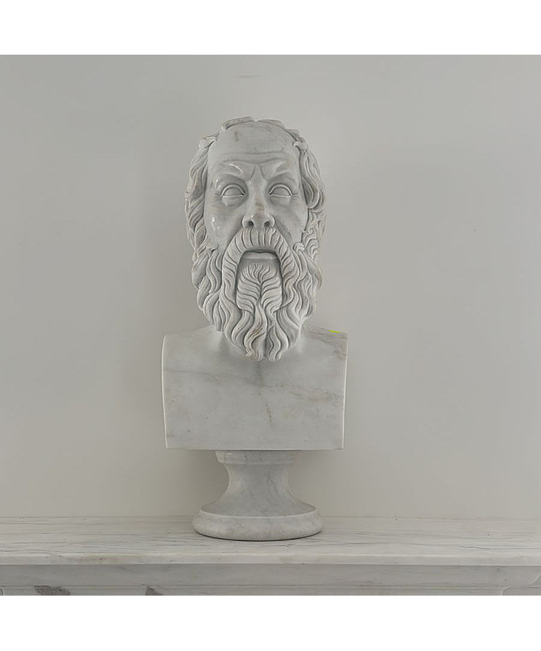 imagem do produto Busto S�crates em M�rmore Branco 62cm BMP069 Escultura Cl�ssica e Sofisticada