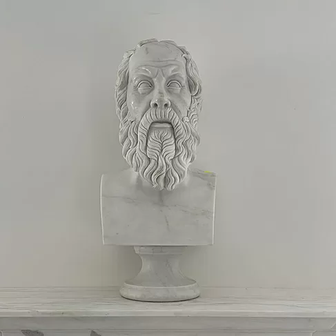 imagem de Busto Sócrates em Mármore Branco 62cm BMP069 Escultura Clássica e Sofisticada