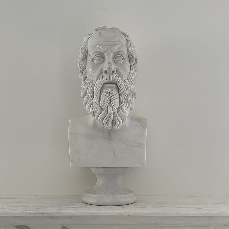imagem do produto Busto S�crates em M�rmore Branco 62cm BMP069 Escultura Cl�ssica e Sofisticada