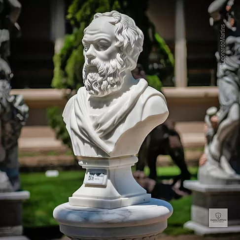 imagem de Busto Sócrates em Mármore Branco 70cm BMP051 Filosofia e Sabedoria