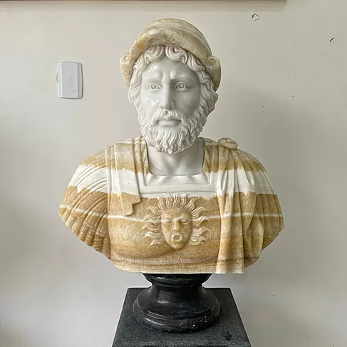 imagem de Busto Soldado Romano em Mármore 78cm BMP031 Escultura Clássica Imponente