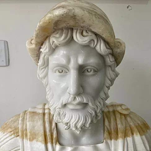imagem de Busto Soldado Romano em Mármore 78cm BMP031 Escultura Clássica Imponente
