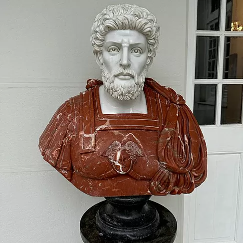 imagem de Busto Soldado Romano em Mármore 79cm BMP030 Escultura Clássica Imponente